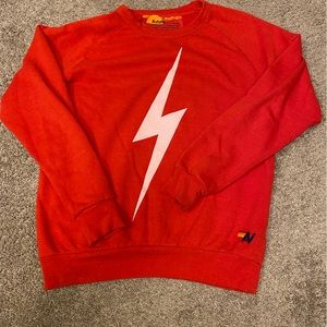 Small Aviator Nation Red Bolt Pullover.